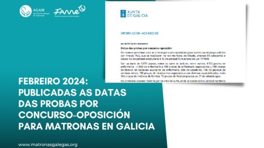 febreiro 2024 publicadas as datas das probas por concurso oposición para matronas en Galicia matronas galegas AGAM